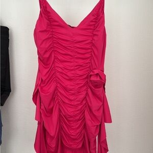 Forever 21 Vibrant Pink Ruched Mini Dress